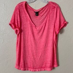 Torrid Women’s Semi Sheer Cuffed Short Sleeve Tee Size 0/Large Pink